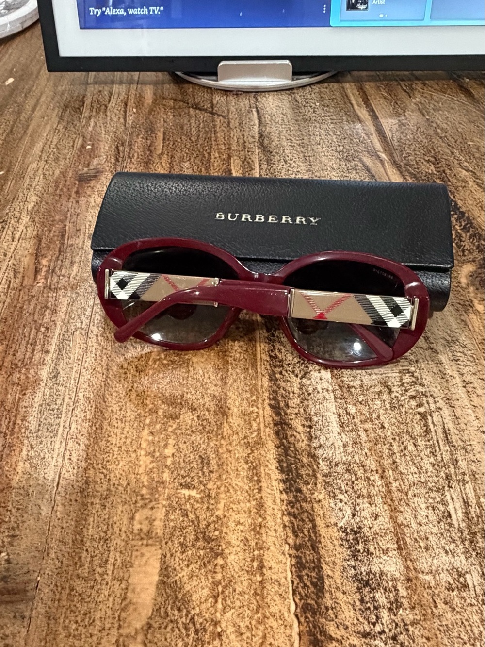 Burberry Burgundy Round Oversized Women's Sunglasses - Picture 2 of 15